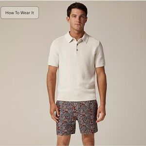 NWT J Crew Men’s Cream Textured Polo 💯% Cotton sz XL